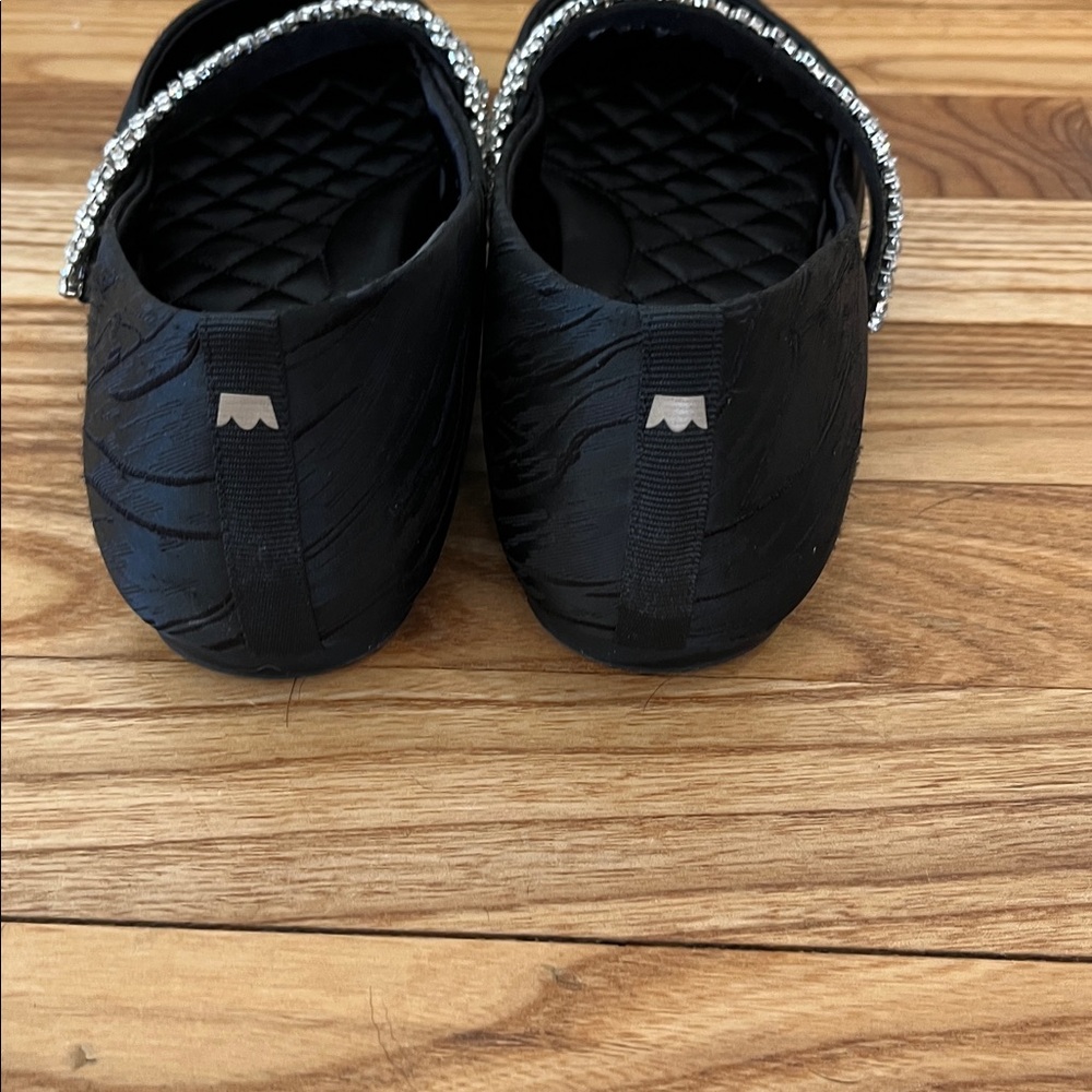 Birdies Black Flats Goldfinch Crystal Pointed Toe Strap Flat 8.5